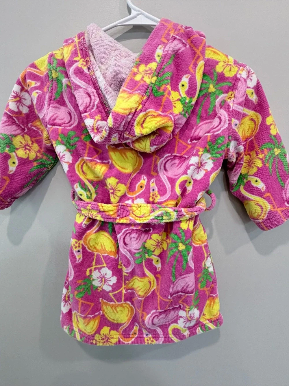 Komar Kids Pink Flamingo Hooded Robe with Yellow Accents